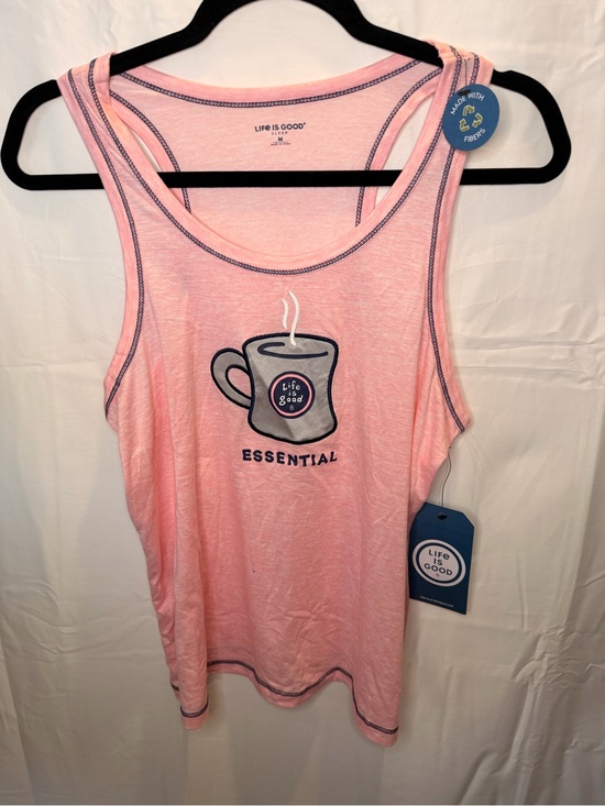 Life Is Good Other - Life Is Good Pink Coffee Graphic Tank Top - Essential